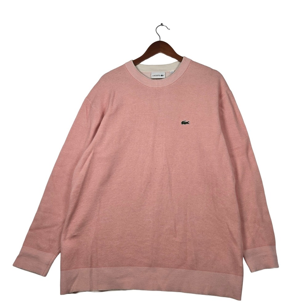 Lacoste Pink Textured Crewneck Pullover Men's Sweater Size XL FR 6 AH3418 Casual